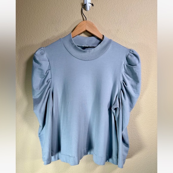 Cuyana French Terry Puff Sleeve Sweatshirt in Steel - Picture 8 of 13